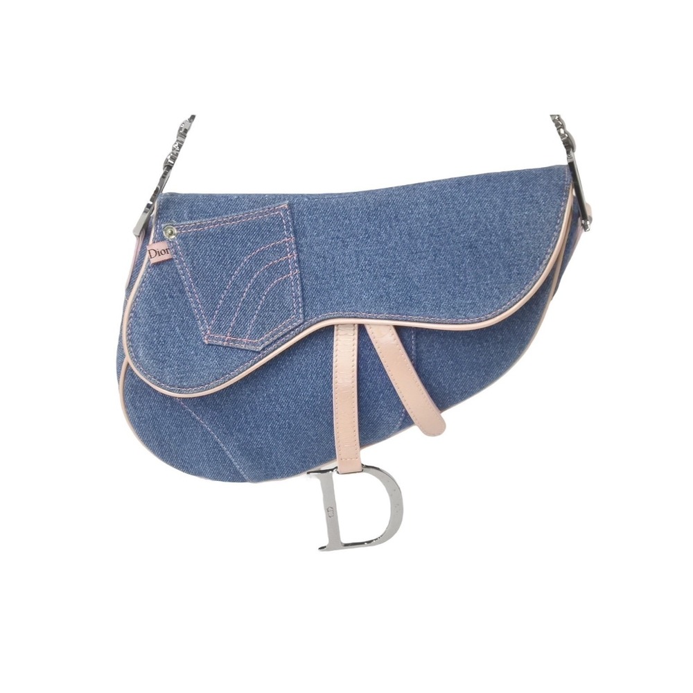 Dior Denim Hobo Bag One Shoulder Saddle Pink Galliano Christian